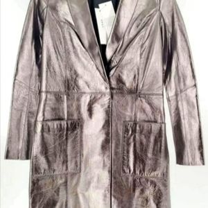 DKNY 100% Lambskin Leather Trench Coat☆Women's XS
